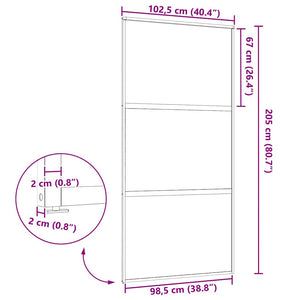 Glastür Schwarz Gestreift 102,5x205cm
