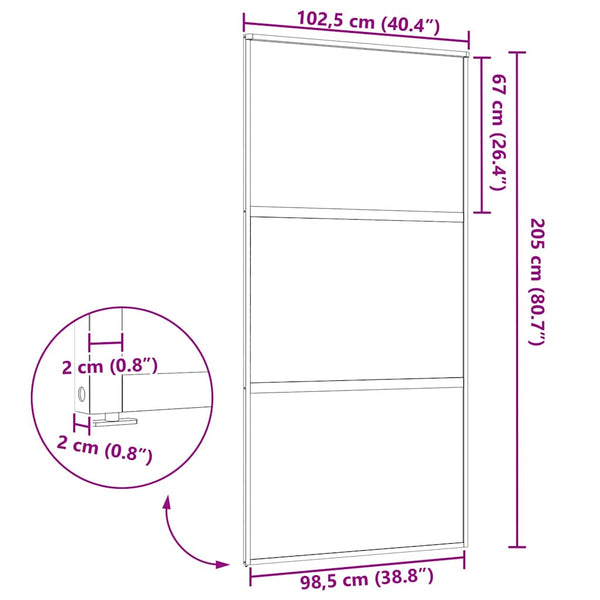 Glastür Schwarz Gestreift 102,5x205cm
