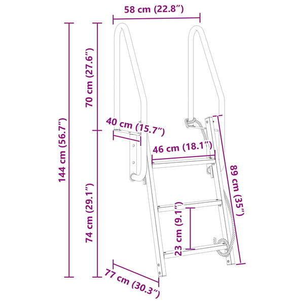 3-Stufen Bootsleiter Aluminium
