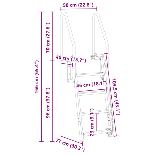 4-Stufen Bootsleiter Aluminium