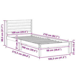 Bettrahmen Braun 100x210 cm Kiefernholz