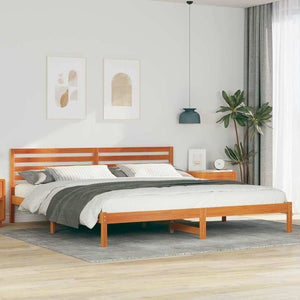 Bettrahmen 200x220 cm Kiefer Massivholz Wachsbraun