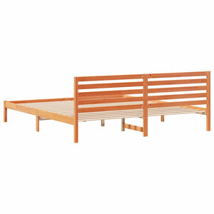 Bettrahmen 200x220 cm Kiefer Massivholz Wachsbraun