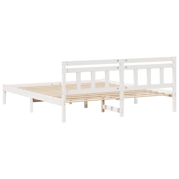 Bettgestell Kiefer Massivholz Weiß
