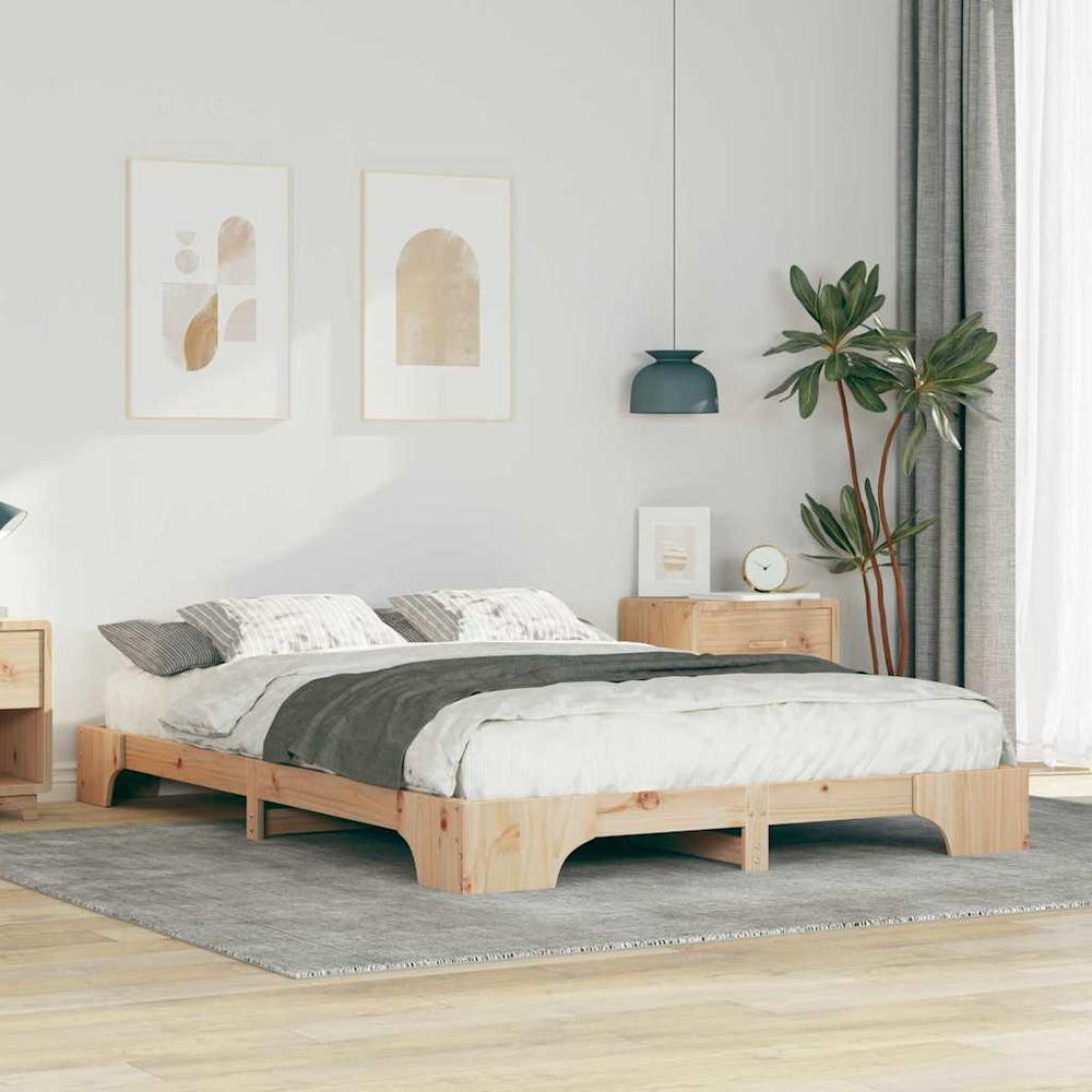 Bettrahmen Braun 140x210 cm Kiefer Massivholz