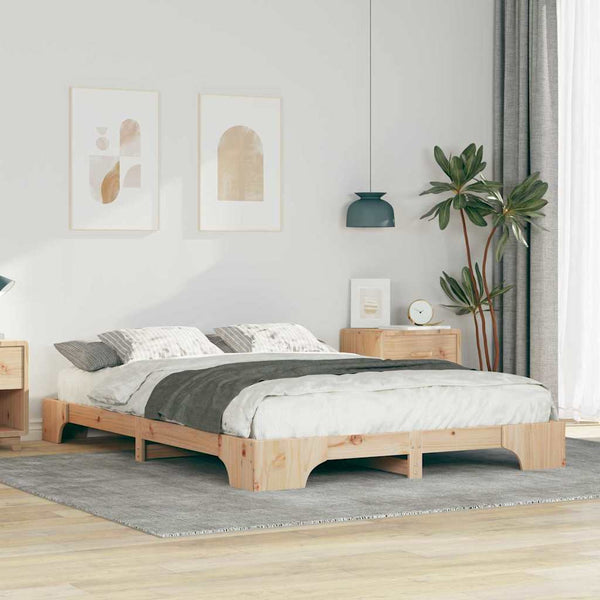 Bettrahmen Braun 140x210 cm Kiefer Massivholz