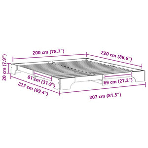 vidaXL Cadre de lit marron 200 x 220 cm en bois de pin massif
