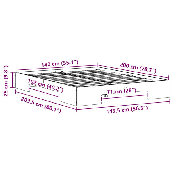 Bettgestell Braun 140x200 cm