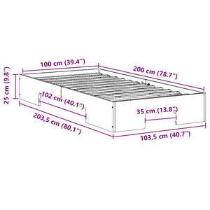 vidaXL Cadre de lit marron 100 x 200 cm