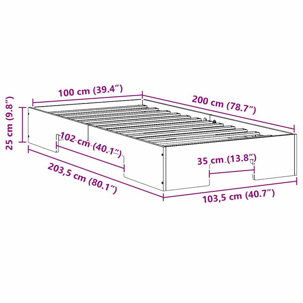 Bettgestell Weiß 100x200 cm