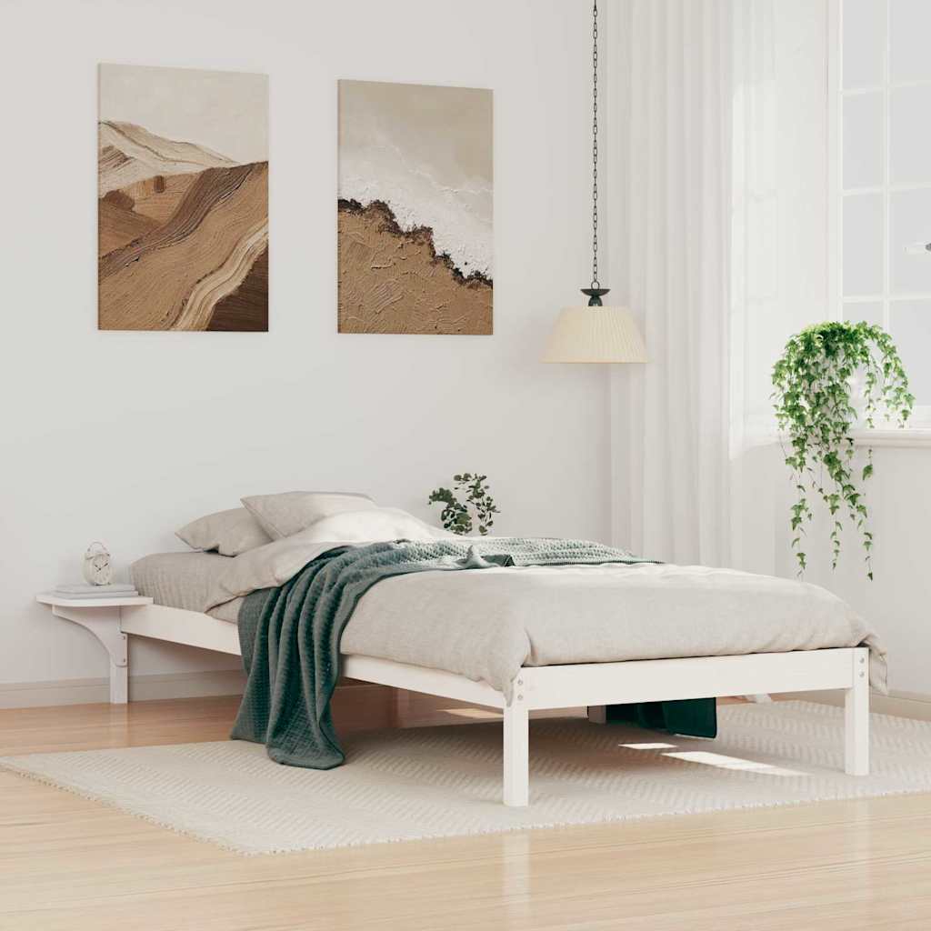 Bettgestell Weiß mit Nachttischen 90x210 cm