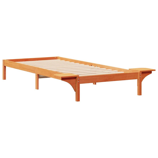 vidaXL Cadre de lit avec tables de chevet marron miel 100 x 210 cm