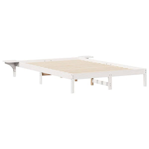 Bettgestell Weiß mit Nachttischen 140x210 cm