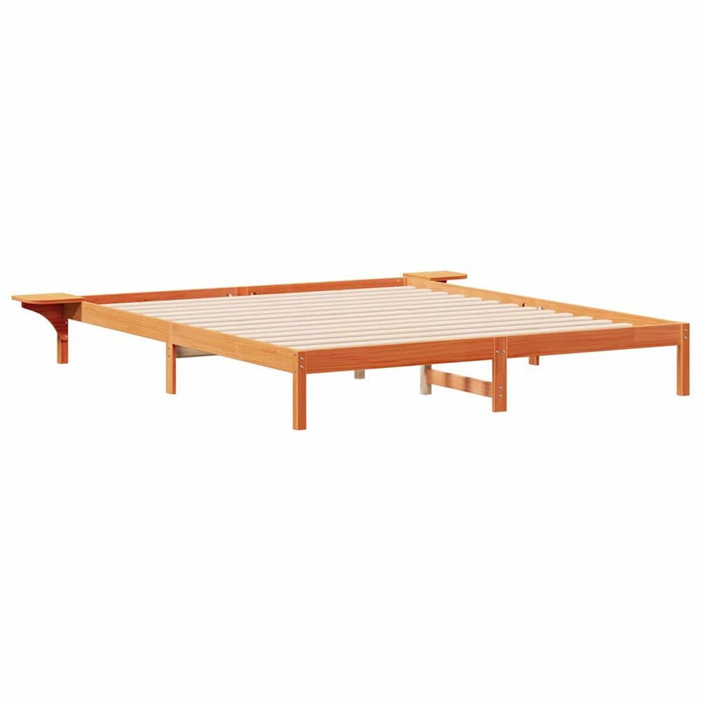 Bettgestell mit Nachttischen 180x210 cm Wachsbraun