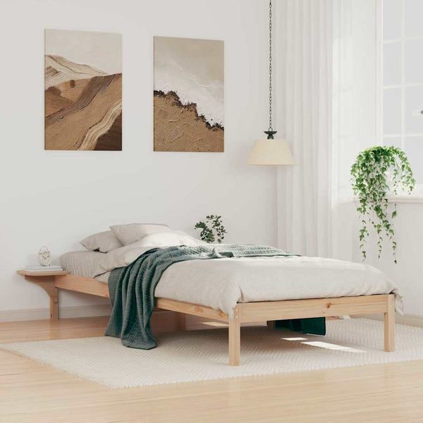 Bettgestell 80x220 cm mit Nachttischen Kiefer Natur