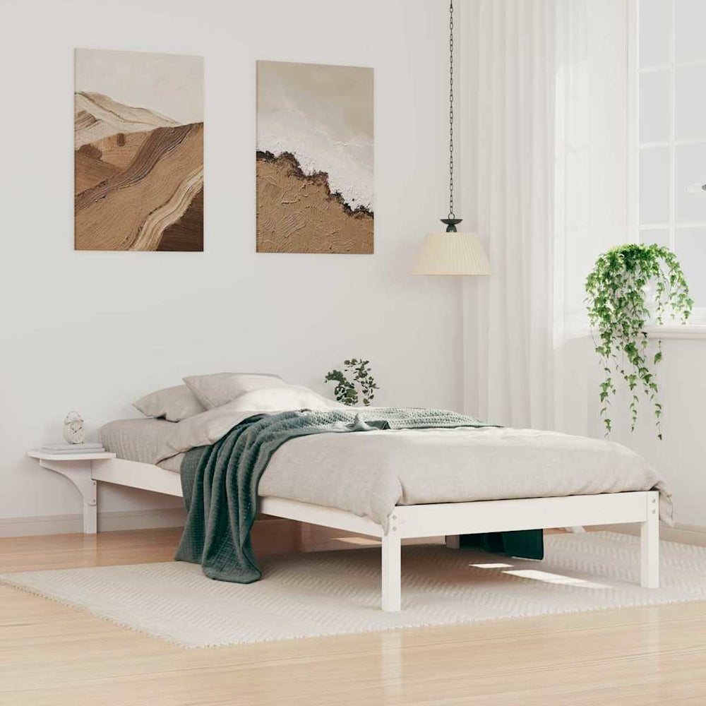 Bettgestell Weiß mit Nachttischen 80x220 cm