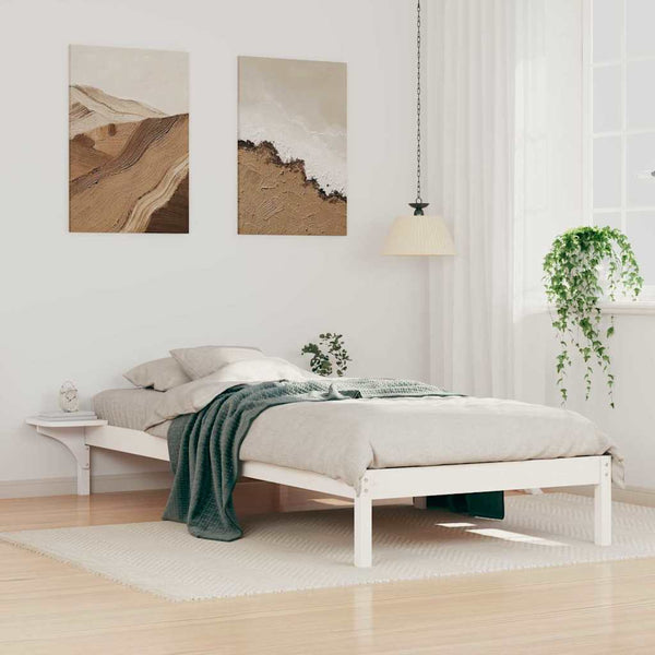 Bettgestell Weiß mit Nachttischen 80x220 cm