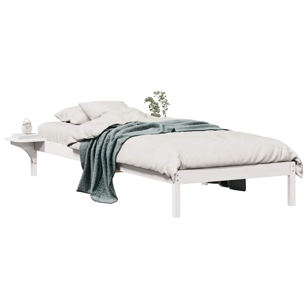 Bettgestell Weiß mit Nachttischen 80x220 cm