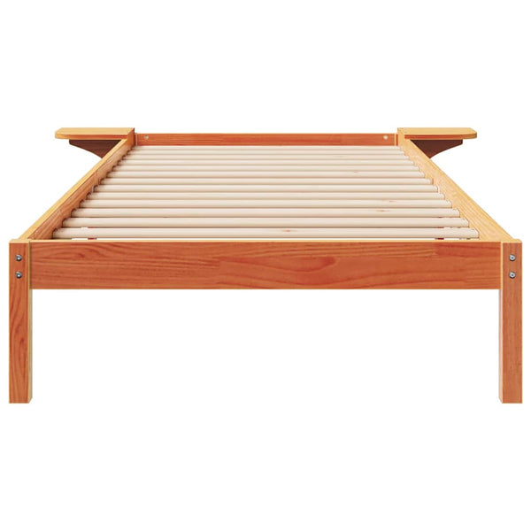 Bettgestell 80x220 cm mit Nachttischen, Wachsbraun