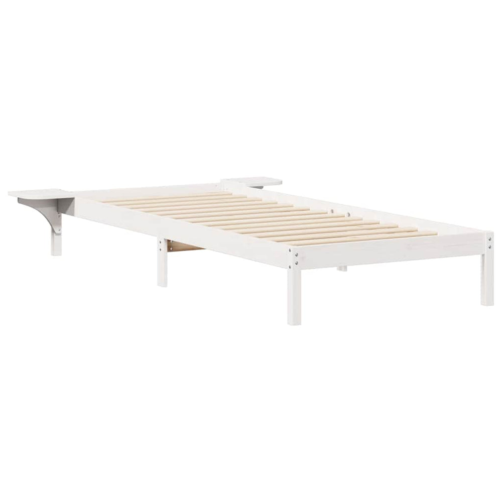Bettgestell Weiß mit Nachttischen 90x220 cm