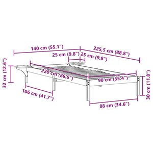 Bettgestell Weiß mit Nachttischen 90x220 cm