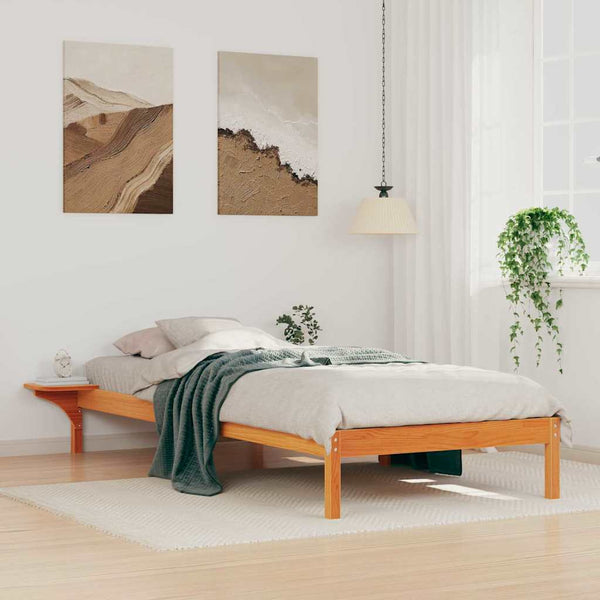 Bettgestell mit Nachttischen, Wachsbraun, 100x220 cm