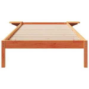 Bettgestell mit Nachttischen, Wachsbraun, 100x220 cm
