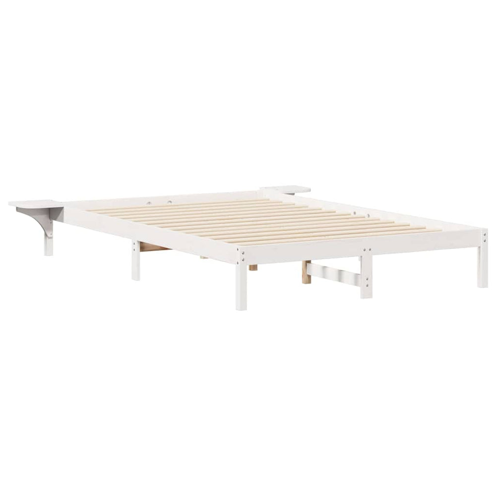 Bettgestell Weiß mit Nachttischen 160x220 cm