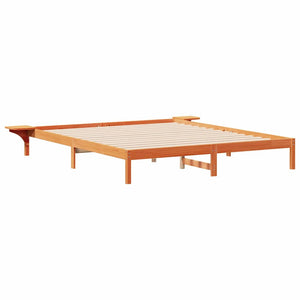Bettgestell 180x220 cm mit Nachttischen Wachsbraun
