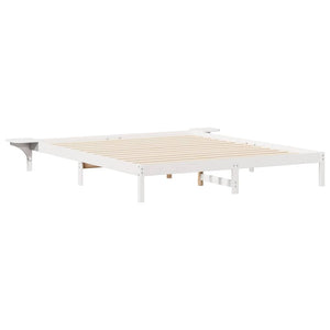 Bettgestell Weiß mit Nachttischen 200x220 cm