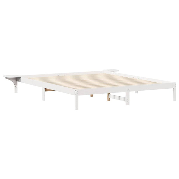 Bettgestell Weiß mit Nachttischen 200x220 cm