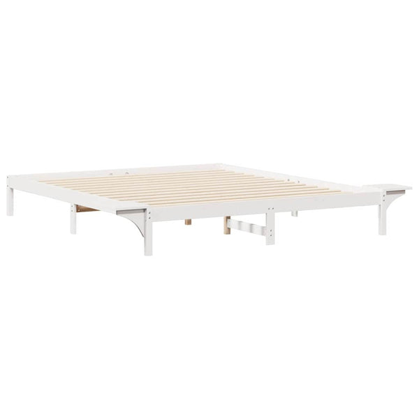 Bettgestell Weiß mit Nachttischen 200x220 cm