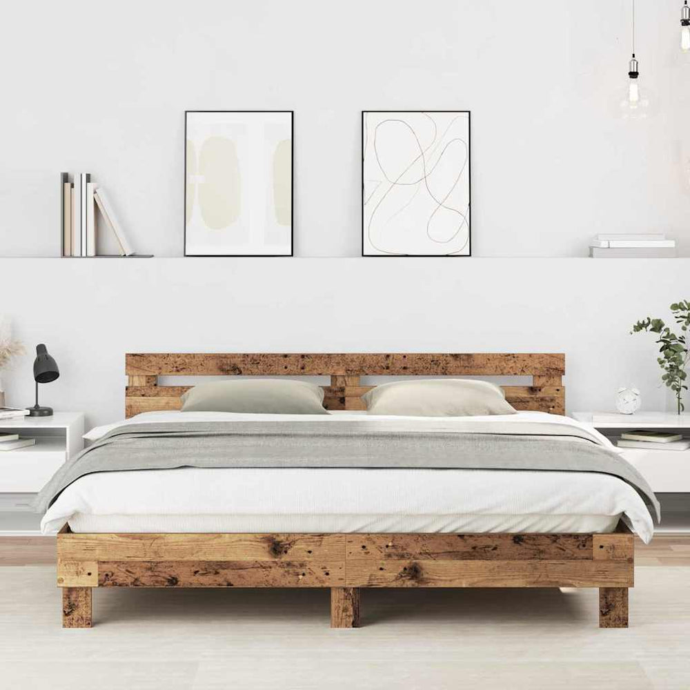 Bettrahmen Altholz mit Kopfteil 203x185 cm