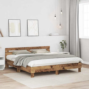 Bettrahmen Altholz mit Kopfteil 203x185 cm
