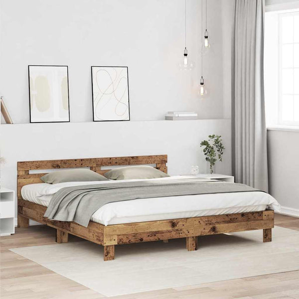 Bettrahmen Altholz mit Kopfteil 203x185 cm
