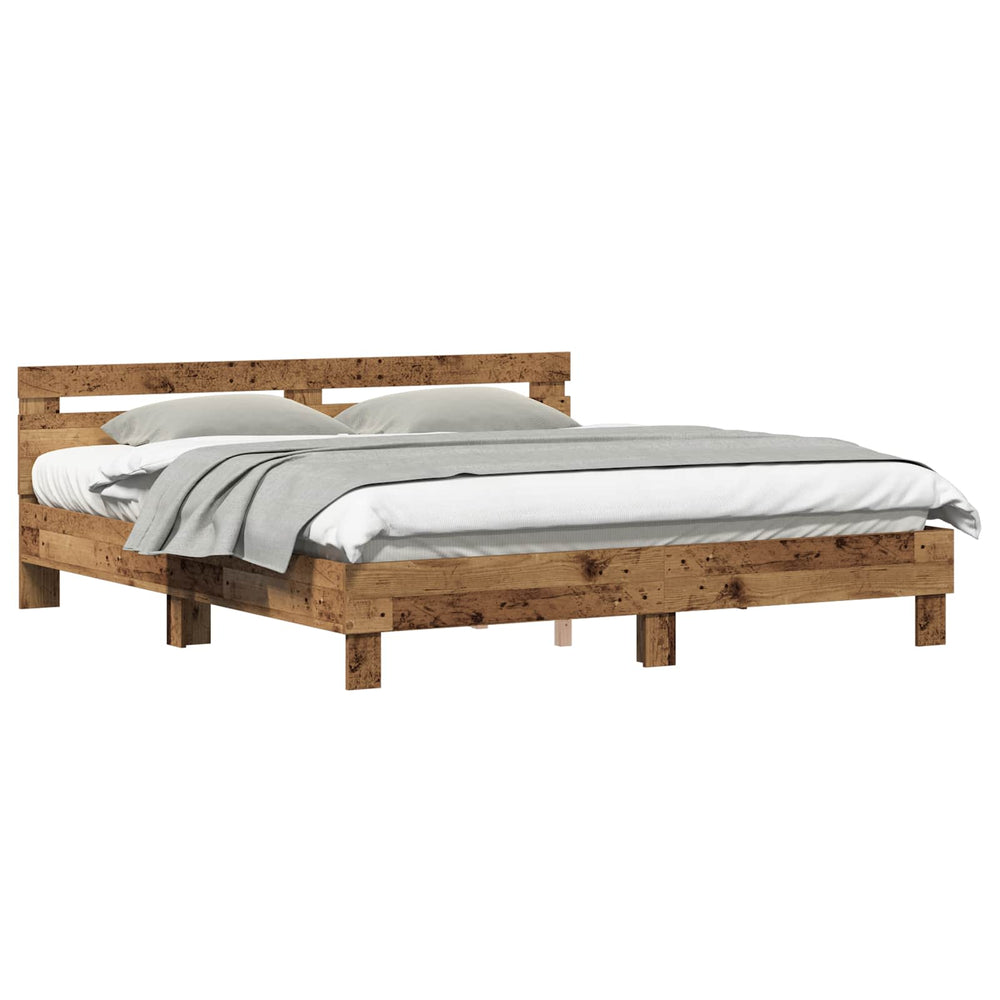 Bettrahmen Altholz mit Kopfteil 203x185 cm