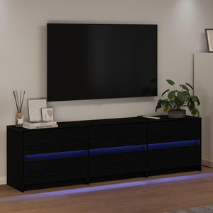 TV-Einheiten 2er Set Schwarz Eichenoptik