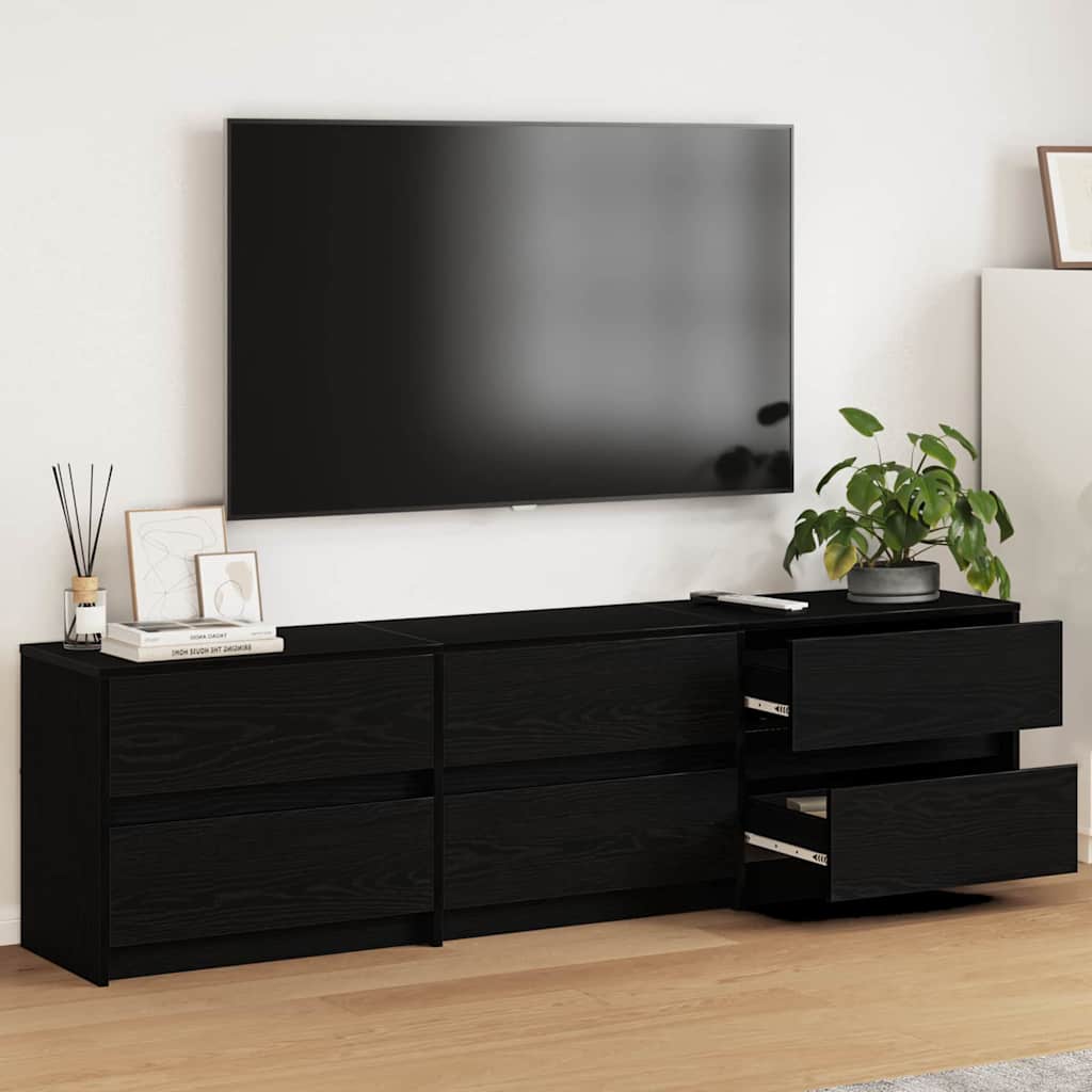 TV-Einheiten 2er Set Schwarz Eichenoptik