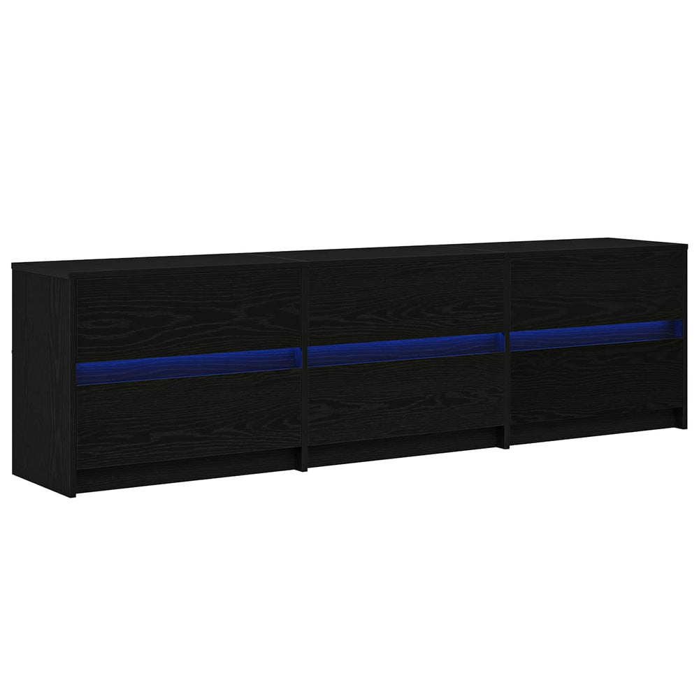 TV-Einheiten 2er Set Schwarz Eichenoptik