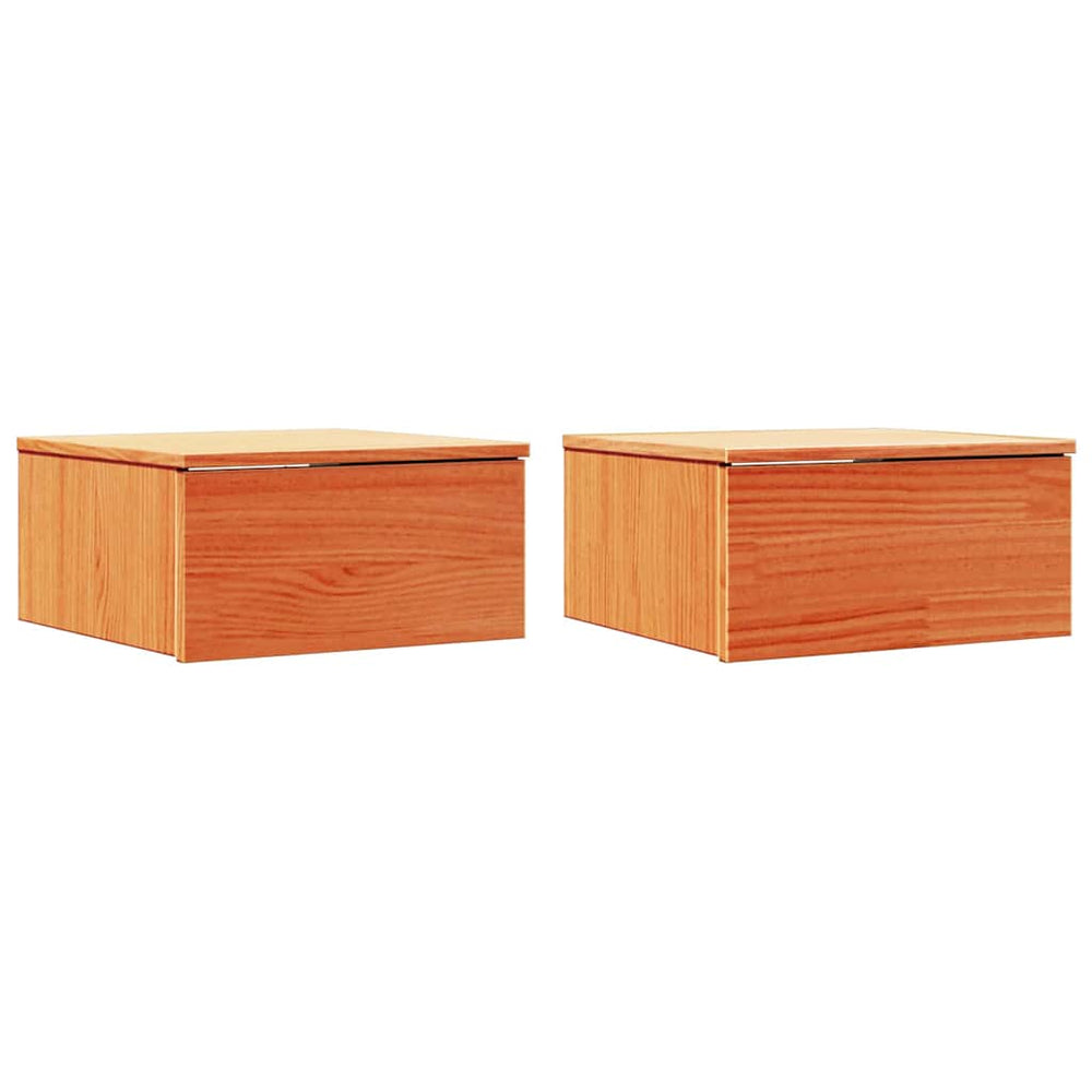 vidaXL Nightstand 2 pcs Waxed Brown 37 x 35 x 18.5 cm Solid Pine Wood