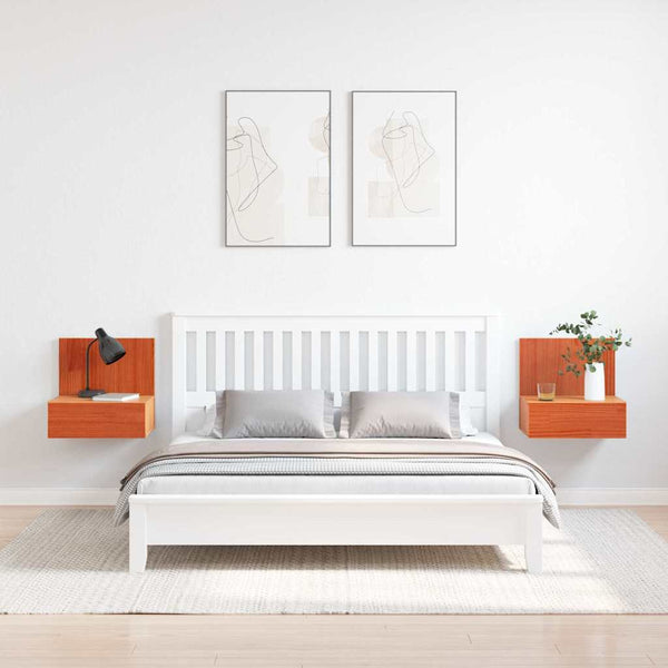 Nachttisch 2er Set Kiefer Massivholz Wachsbraun