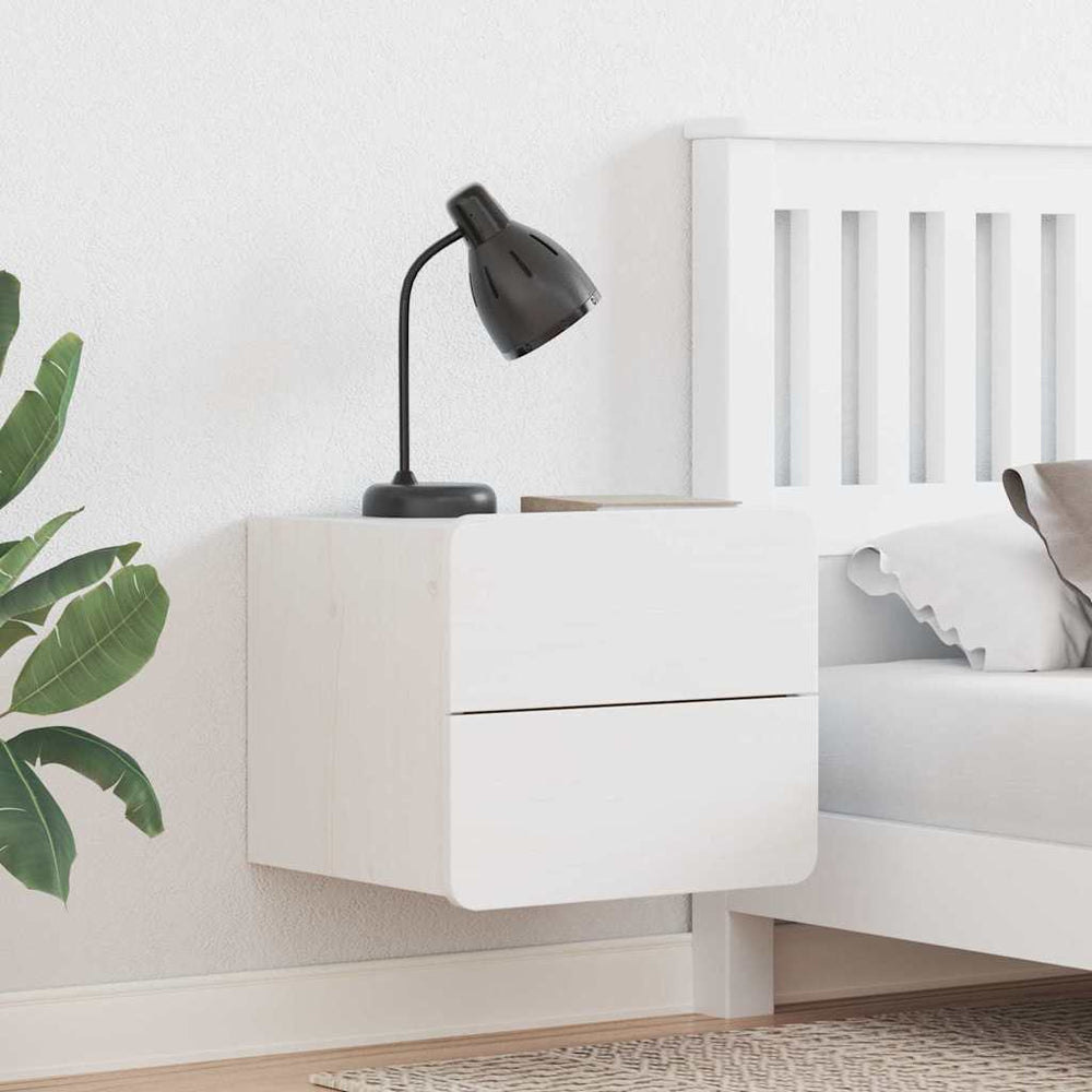 vidaXL Nightstand White 39 x 34 x 33 cm Solid Pine Wood