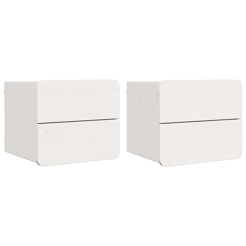 vidaXL Nightstand 2 pcs White 39 x 34 x 33 cm Solid Pine Wood