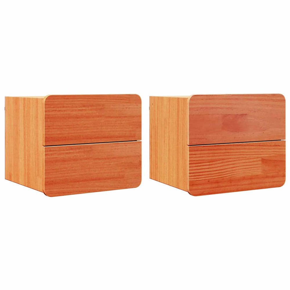 vidaXL Bedside Cabinet 2 pcs Brown 39 x 34 x 33 cm Solid Pine Wood