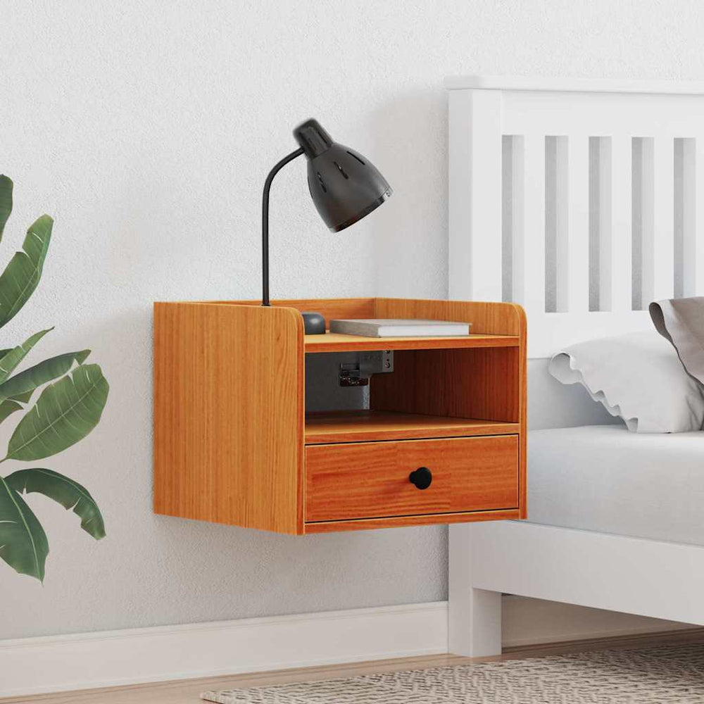 vidaXL Nightstand Waxed Brown 38 x 36 x 29.5 cm Solid Pine Wood