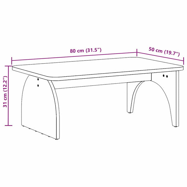 Weißer Couchtisch Kiefer Massivholz 80x50