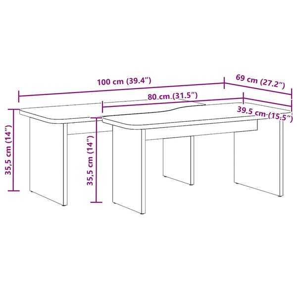 Couchtisch 2er Set Kiefer Massivholz