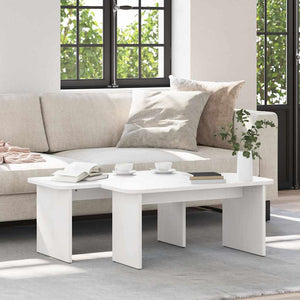 Couchtisch 2er Set Weiß Kiefer Massivholz