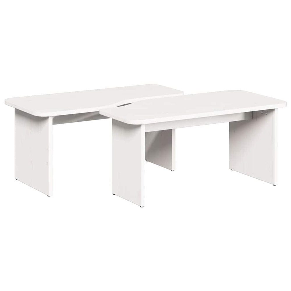 Couchtisch 2er Set Weiß Kiefer Massivholz