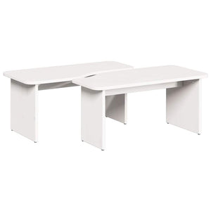 Couchtisch 2er Set Weiß Kiefer Massivholz